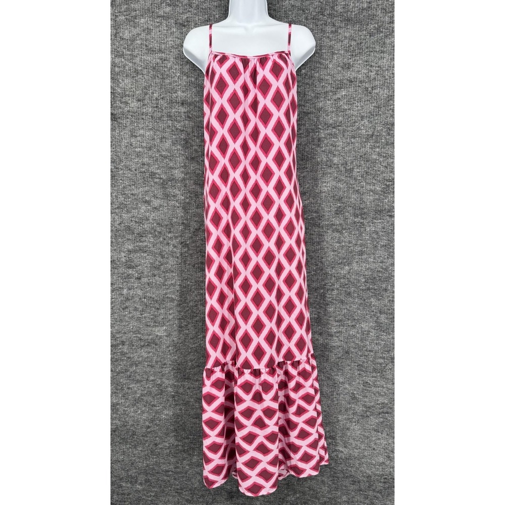DOKOTOO Dress Womens XL Pink Geometric Scoop Neck Strappyβ Maxi Sundress